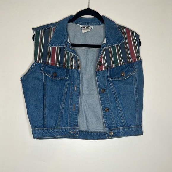 Vintage 90’s California Concepts Denim Jean Cropped Vest - Picture 1 of 6